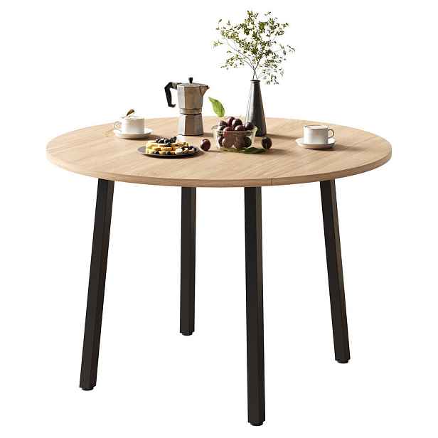 EVRYAE JÍDELNÍ STŮL Sklopný kulatý stůl, MDF deska, sklopný, prostorově úsporný 100/70 cm, 2–4 osoby