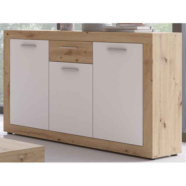 Komoda Brilon, 135 cm, dub artisan/bílá