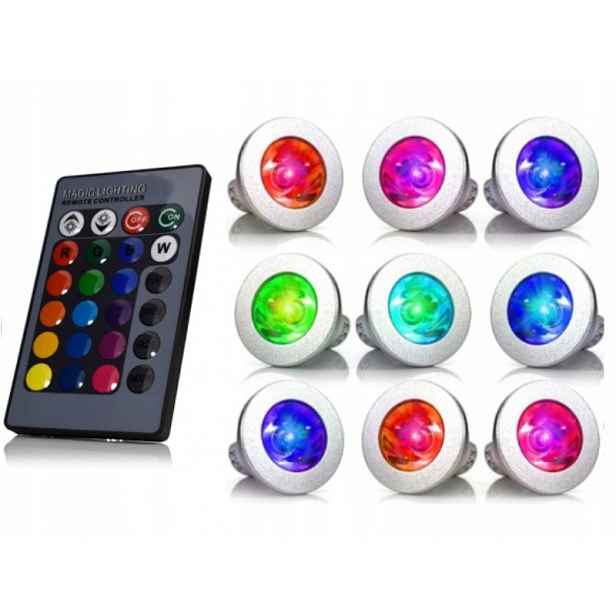 Sada 9 x Ozdobné Led Osvětlení Rgb GU10 +dálkový Ovladač