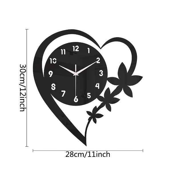 TEMU Tiché Akrylátové Nástěnné Hodiny ve Tvaru Srdce - Perfektní Dárek k Valentýnu, Ideální pro Obývací Pokoj, Ložnici, Kuchyň & Dekorace Kanceláře