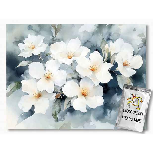 Vliesová fototapeta Akvarel Příroda Bílé květy Jasmín 254x184 130g