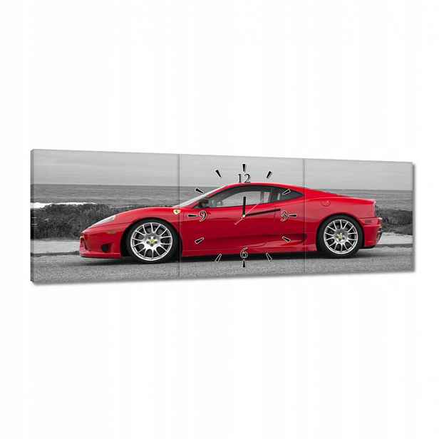 Hodiny 90x30 Červené Ferrari na pláži
