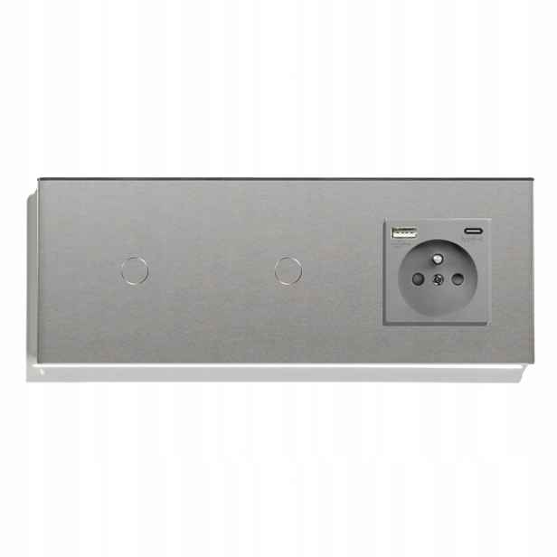 Dotykový Spínač Dvojitý Skleněný 1+1 Zásuvka Usb-c Qc 20W Quick Charge