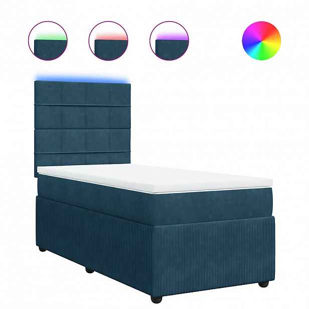 vidaXL Box spring postel s matrací modrá 100 x 200 cm samet