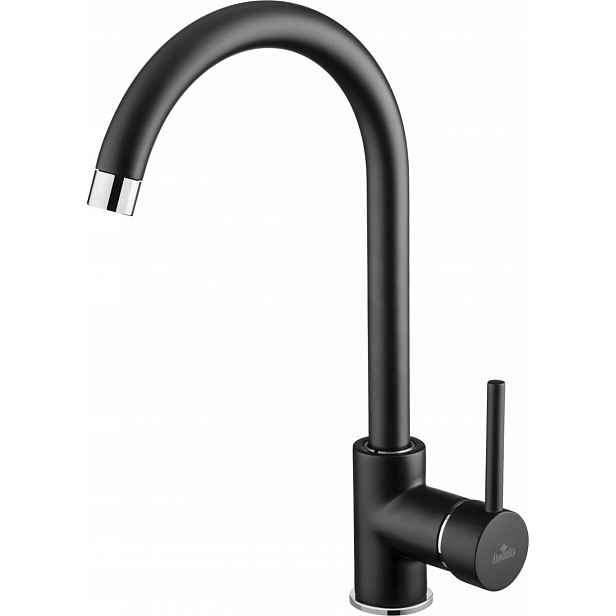 Kuchyňská baterie Milin černá stojánková s výtokovým ramínkem, dosah 173 mm