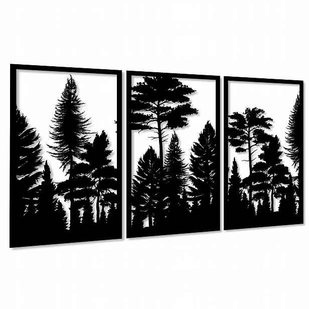 Obraz Dřevěný Ažurový Les Panel Na Zeď Dekorace Tryptych Do Obýváku