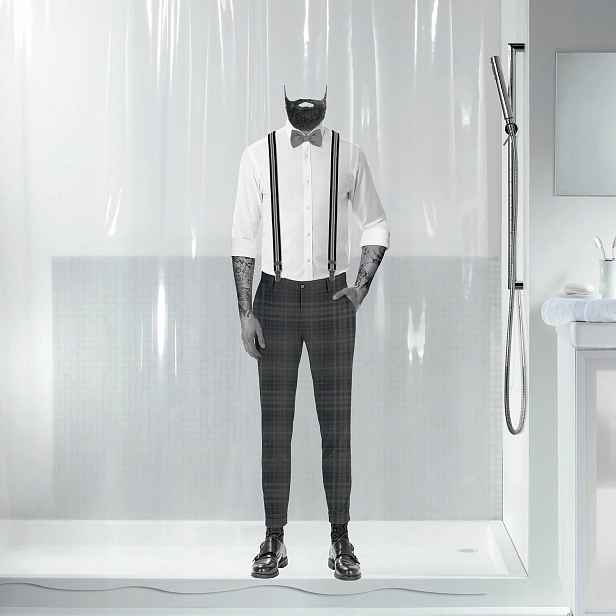 Spirella sprchový závěs Dandy, motiv muž, čirý, 180 x 200 cm, Peva