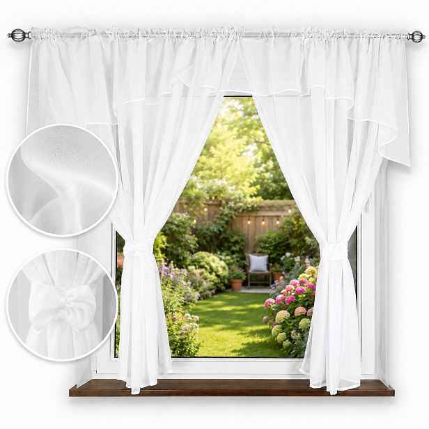 Záclona s Lambrekinem 400x150 cm Tunelová páska Žabky