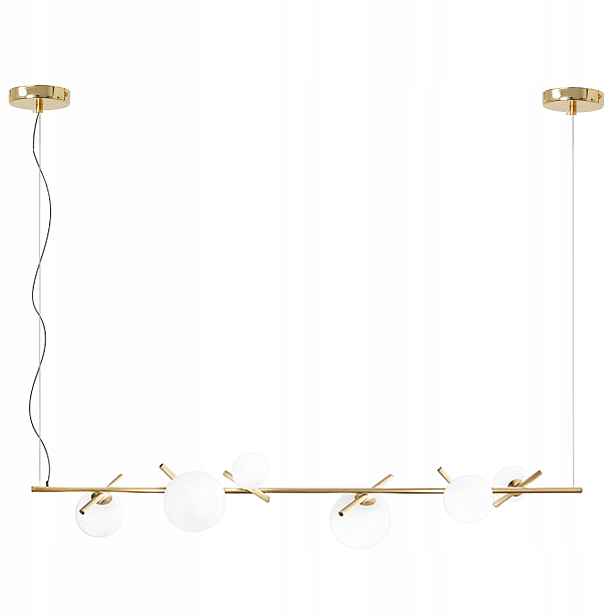 Zlatý závěsný stropní lustr, bílá elegantní koule Toolight