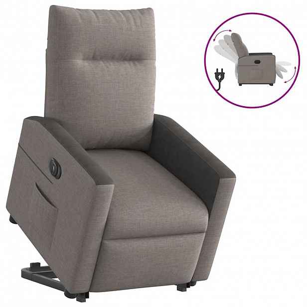 vidaXL Elektrické zvedací polohovací křeslo taupe textil