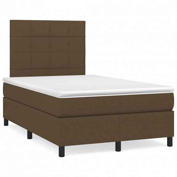 vidaXL Box spring postel s matrací tmavě hnědá 120x200 cm textil
