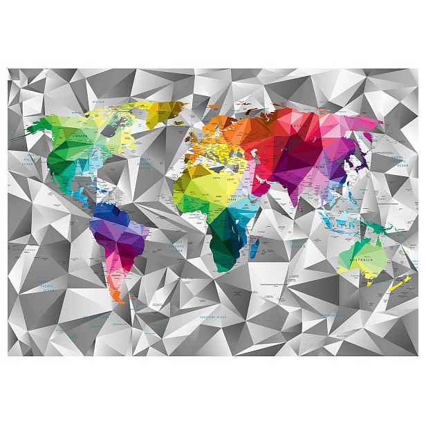 Fototapeta Mapa světa Geometrická polygonální šedá vinylová 254x184 lepidlo