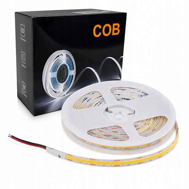 Led pásek Cob 12V 4000K neutrální bílá 320 Led/m 5 m Silná svítivost 5470 Lm!