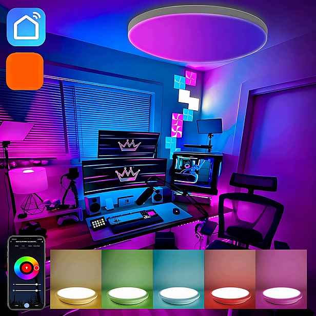Lampa Stropní Svítidlo Led Rgb Bílá Cct 2700K-6500K Wifi Dálkový Ovladač Aplikace