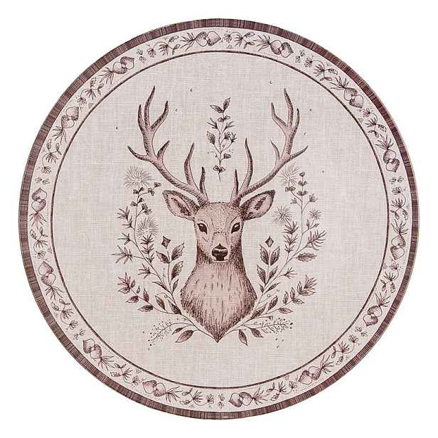 Béžový servírovací talíř s jelenem Gentle Wilderness - Ø 33*1 cm Clayre & Eef