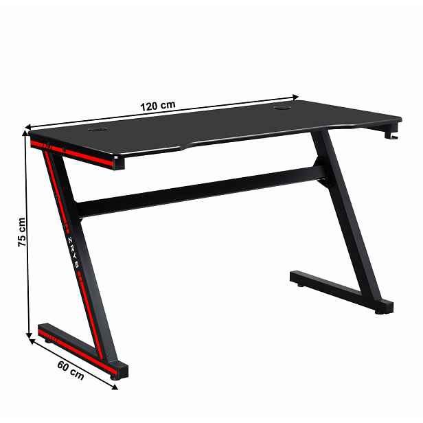 Herní stůl MACKENZIE s LED osvětlením Tempo Kondela 120 cm