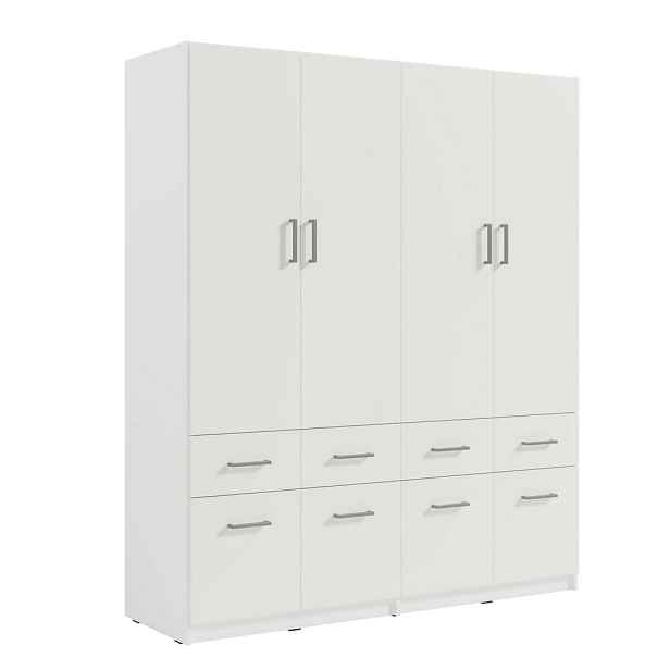 MASSENO ŠATNÍ SKŘÍŇ S OTOČNÝMI DVEŘMI RYGEN, 180,3/197,5/53,3 cm 4dveřová, bílá