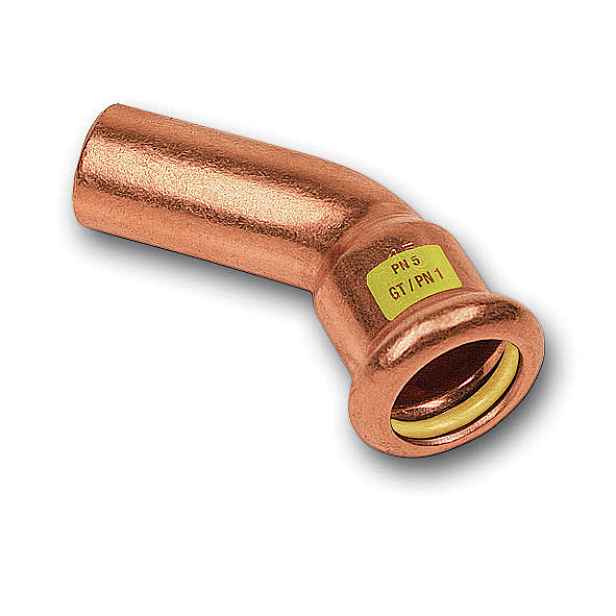 Oblouk 45° lisovací Sanha Cu Press Gas 10040 42 mm MF
