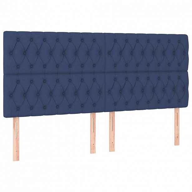 vidaXL Čelo postele modré 200 x 7 x 118/128 cm látkové