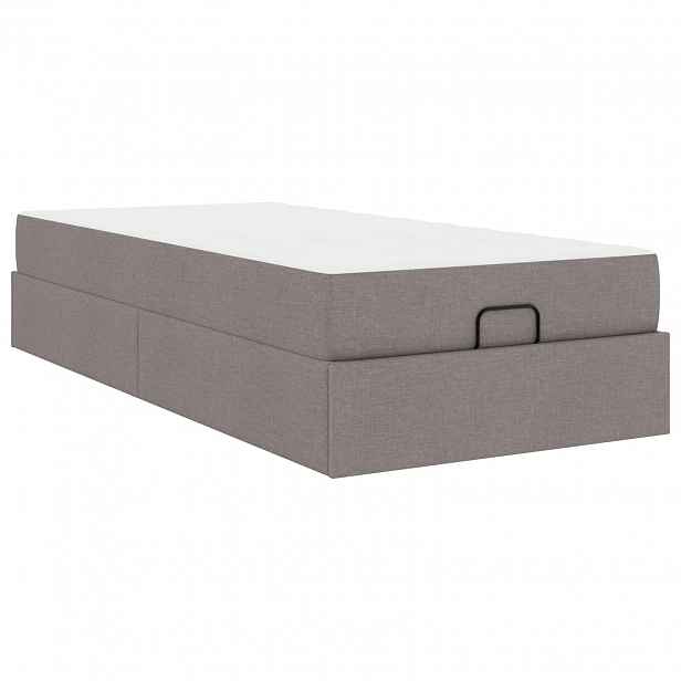 vidaXL Rám postele s matrací 2 ks Taupe textil