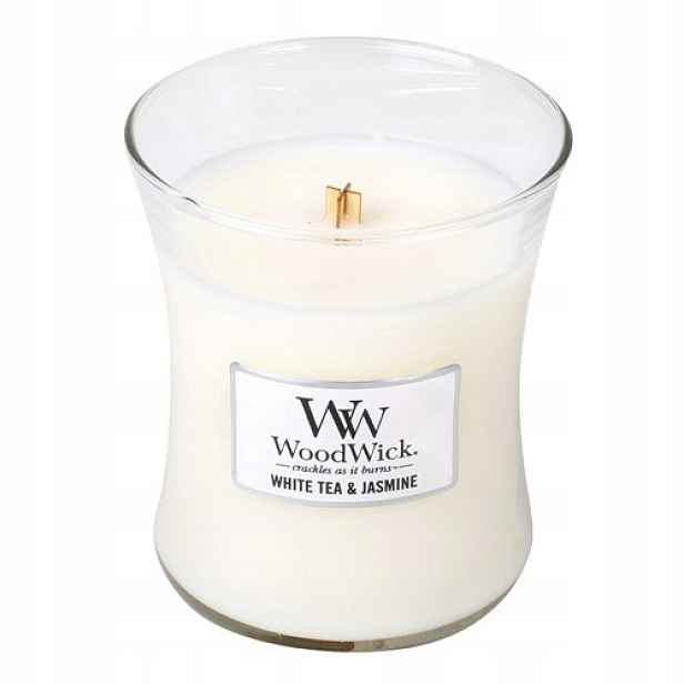 WoodWick střední svíčka White Tea & Jasmine 275 g