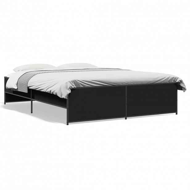 vidaXL Rám postele černý 150 x 200 cm kompozitní dřevo a kov