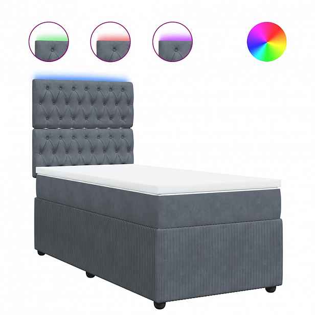 vidaXL Box spring postel s matrací tmavě šedá 100x200 cm samet
