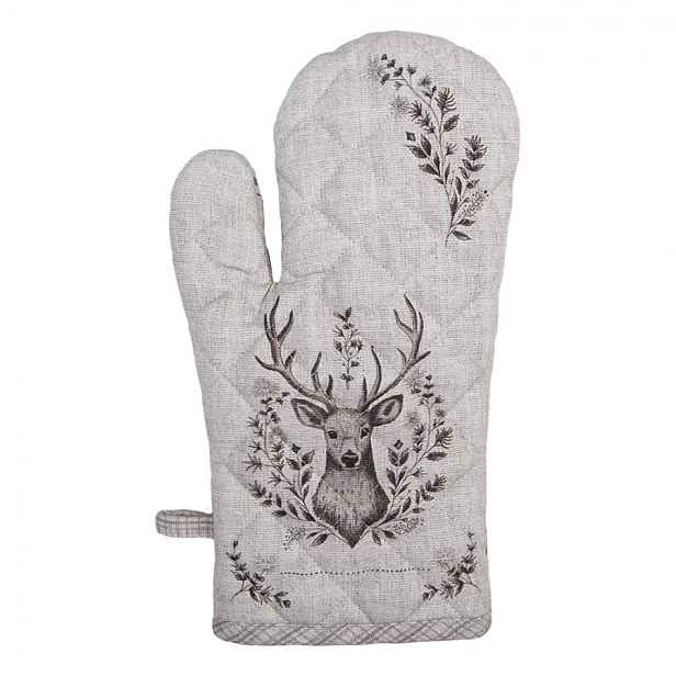 Béžová textilní chňapka - rukavice s jelenem Gentle Wilderness - 18*30 cm Clayre & Eef