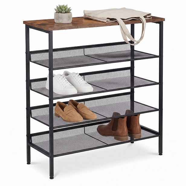 Relaxdays BOTNÍK vintage hnědá kov MDF 5 polic