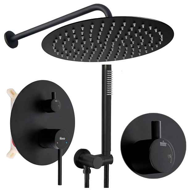 Sprchový Set s dešťovou sprchou pod omítku Rea Foss Clif černá Box