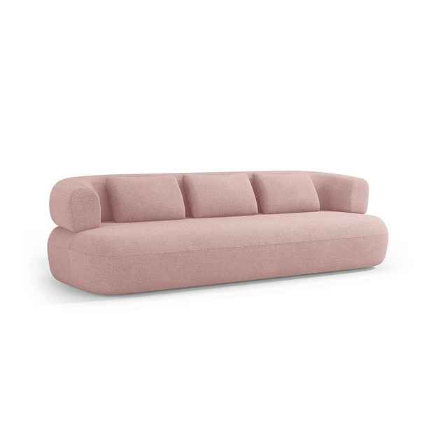 Světle růžová pohovka z textilie bouclé 200 cm Jenny – Micadoni