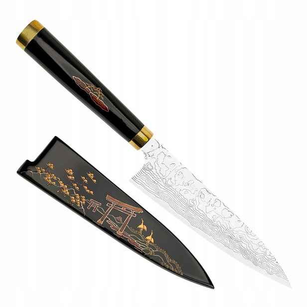 Takeshi Saji Art Tori Fuji Lake Kuty R-2 Japonský Nůž Univerzální 13 cm Saya