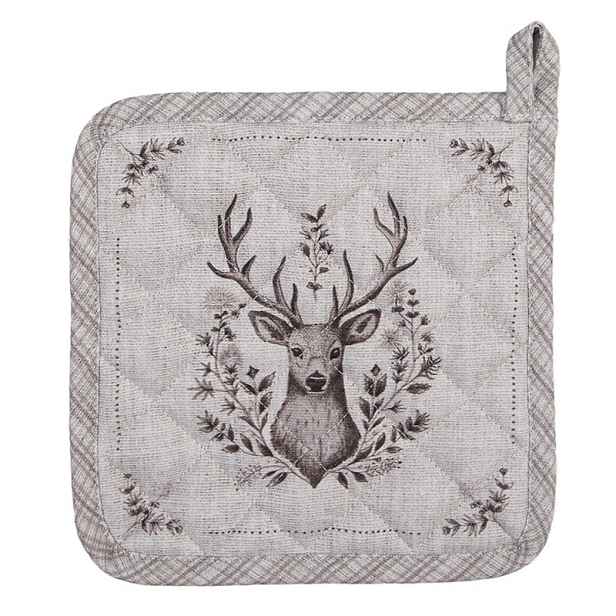 Béžová textilní chňapka - podložka s jelenem Gentle Wilderness - 20*20 cm Clayre & Eef