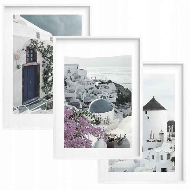 Sada obrazů/plakátů na zeď do obýváku nebo ložnice – Santorini, Řecko
