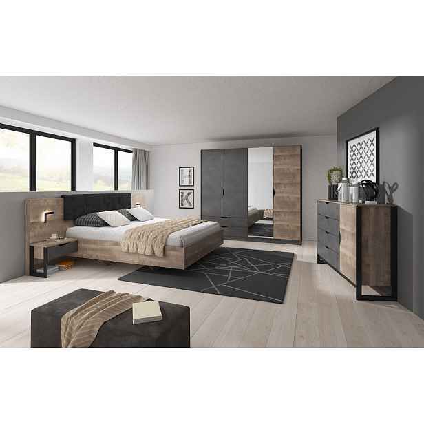 Sestava do ložnice s postelí 160x200 GORDO - dub sand grande / matera