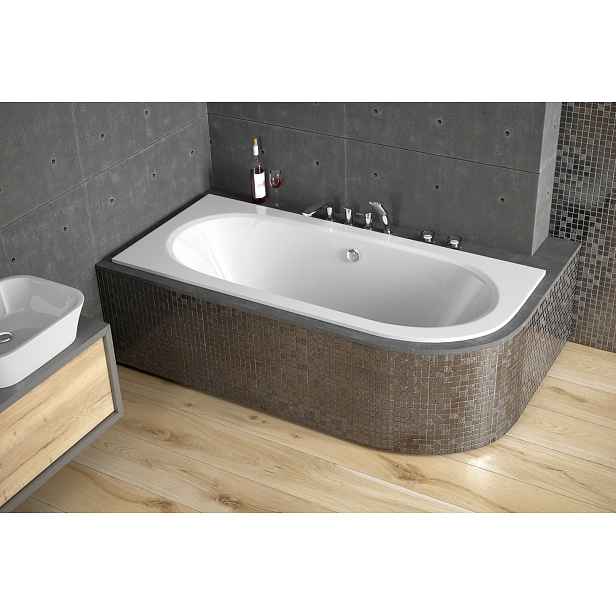 BESCO Asymetrická vana AVITA SLIM - 170 x 75 cm; Pravá; s nožičkami