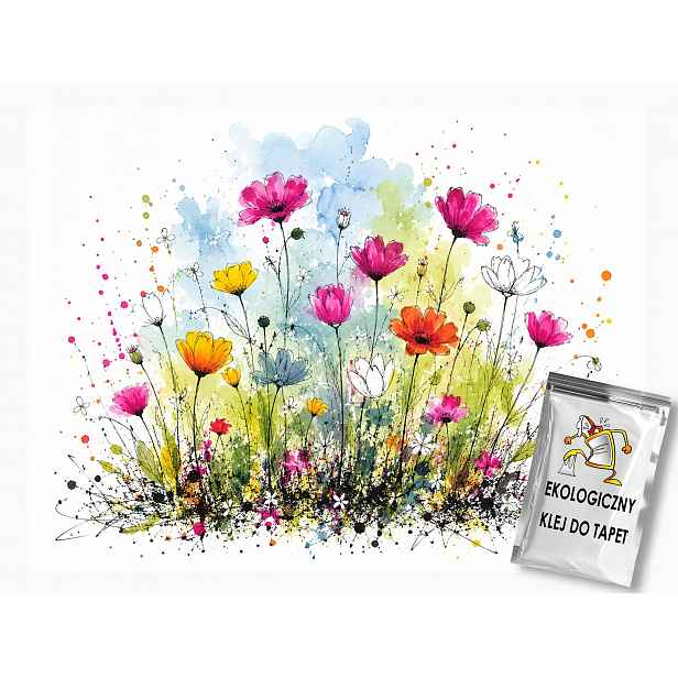 Fototapeta Flizelina Grafika Doodle Louka Zahrada Květiny Barva 416x290 130g