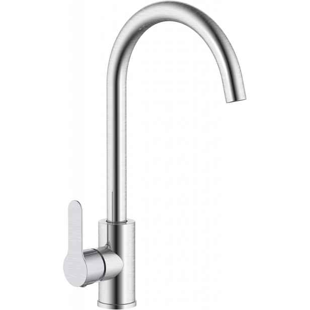 JB Sanitary H101601 Stojánková dřezová baterie s obloukovým ramenem; broušená nerez (H10 16 01) BATERIE S HORNÍ MONTÁŽÍ