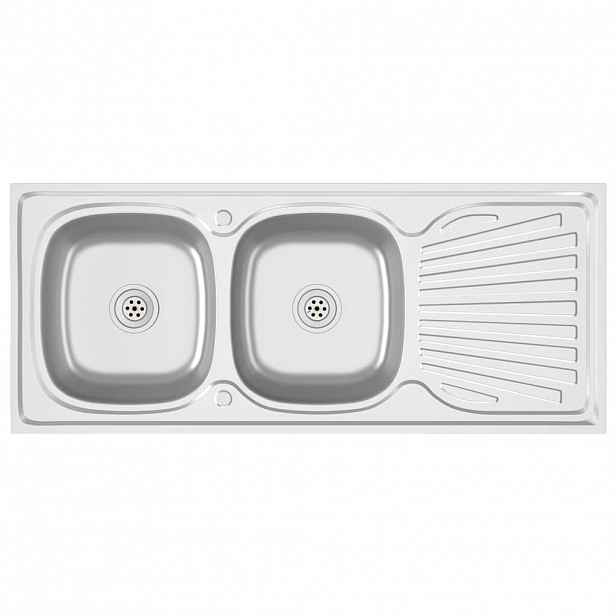 vidaXL Kuchyňský dřez s odtokem stříbrný 1200x600x155 mm nerezová ocel