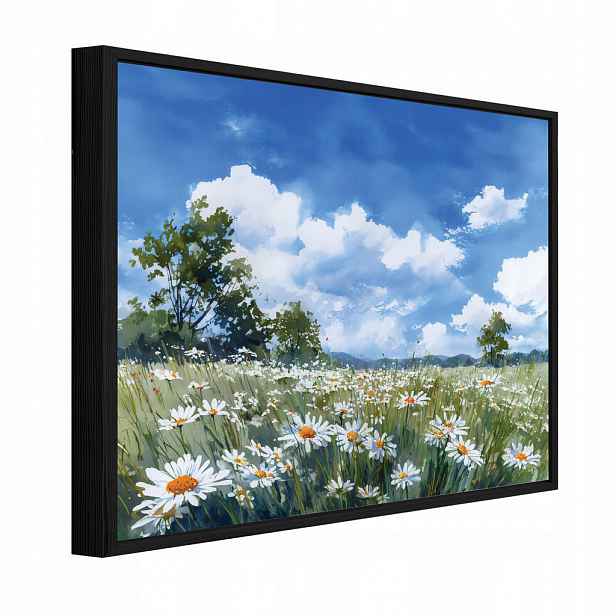 Wallarena ZARÁMOVANÉ obrazy květiny louka modrá 120x80 cm