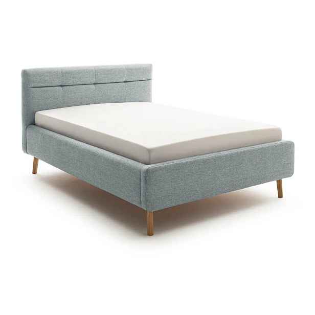 Šedomodrá čalouněná dvoulůžková postel s úložným prostorem s roštem 140x200 cm Lotte – Meise Möbel