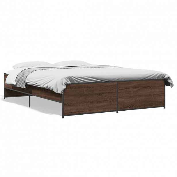 vidaXL Rám postele hnědý dub 150 x 200 cm kompozitní dřevo a kov