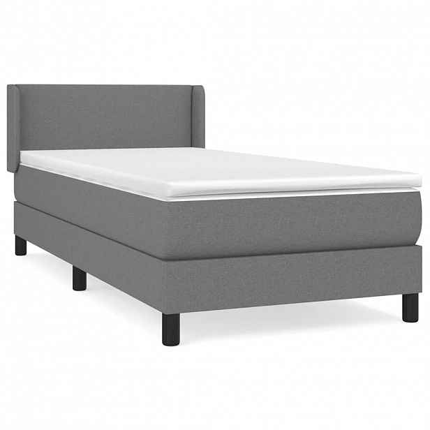 vidaXL Box spring postel s matrací tmavě šedá 80 x 200 cm textil