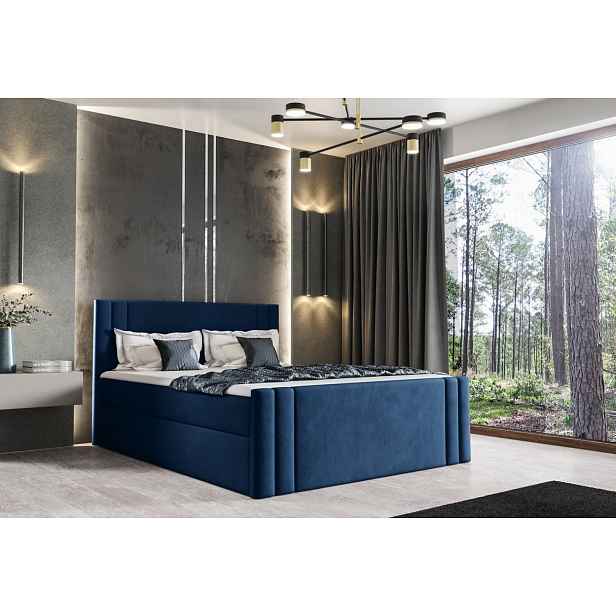 Boxspringová postel CELESTA - 120x200, modrá + topper ZDARMA