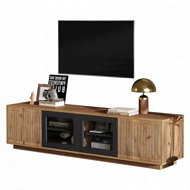 FLIEKS NÍZKÁ KOMODA 180 cm Černá LED Sklo Pro TV 75"