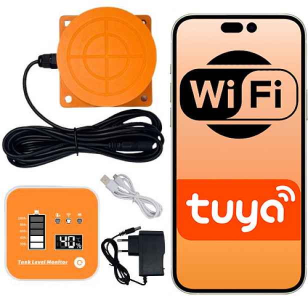 Snímač hladiny kapaliny do 5 m WiFi RF433 Tuya panel s displejem