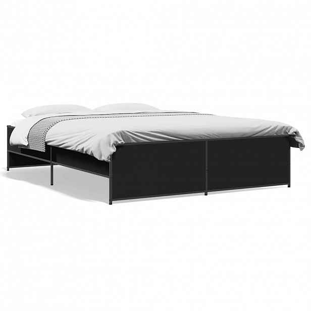 vidaXL Rám postele černý 140 x 200 cm kompozitní dřevo a kov
