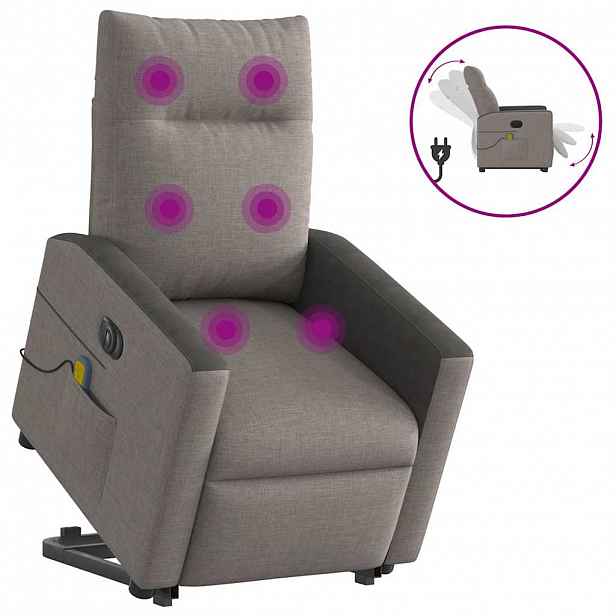 vidaXL Elektrické zvedací masážní polohovací křeslo taupe textil