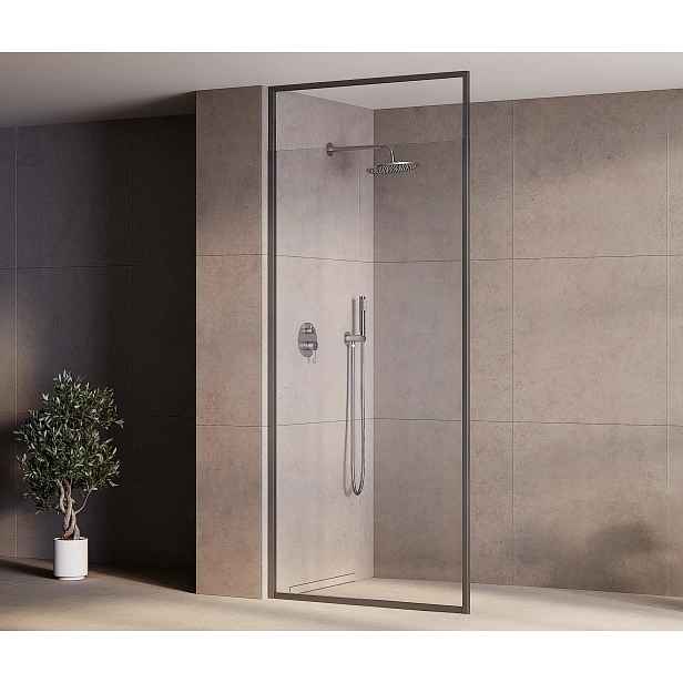 BESCO Walk-in sprchový kout ICON GRAFIT — Barva rámu - Grafit, Rozměr A - 110, Rozměr C - 200, Výplň - Čiré bezpečnostní sklo - 8 mm