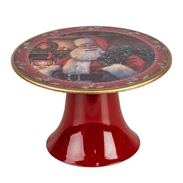 Červený vánoční plastový podnos na dort Santa Claus S - Ø 16*10 cm Clayre & Eef